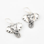 Silver Elephant Flower Earrings