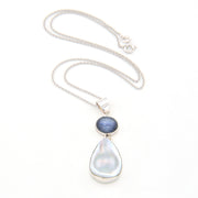 Silver Kyanite Mabé Pearl Necklace