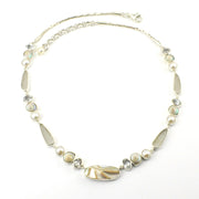 Silver Nautilus Shell White Topaz Pearl Malabar Shell Necklace