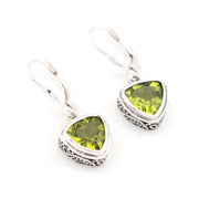 Silver Peridot 9mm Trillion Bali Earrings