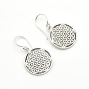Sterling Silver Flower of Life Dangle Earrings