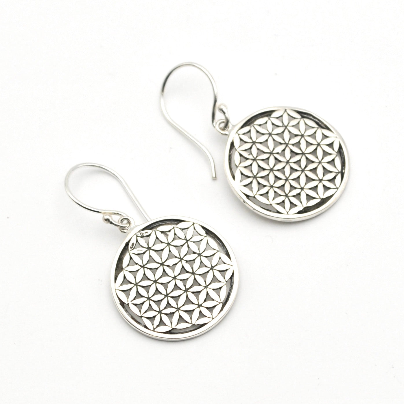 Sterling Silver Flower of Life Dangle Earrings