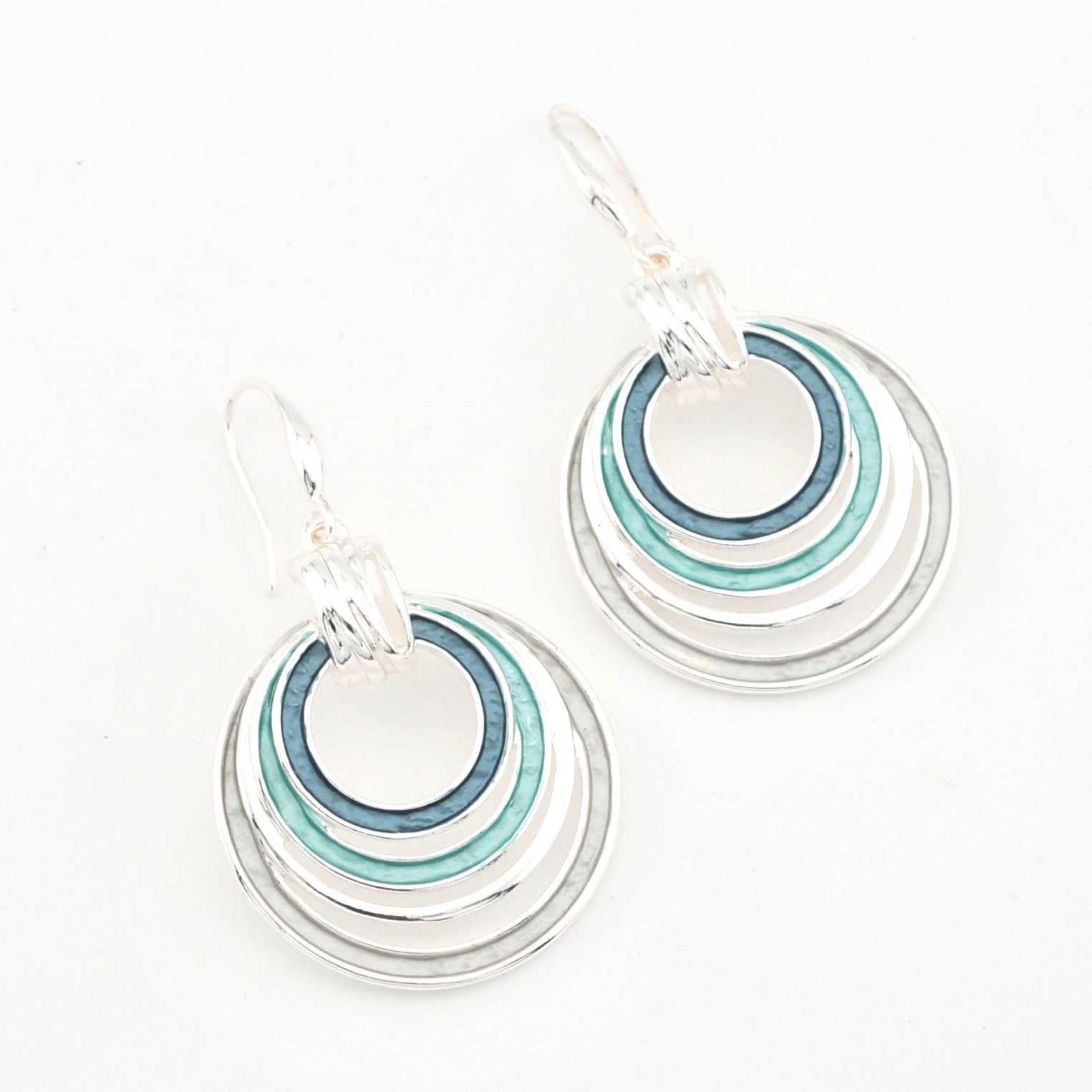 Teal Multi Circle Earrings