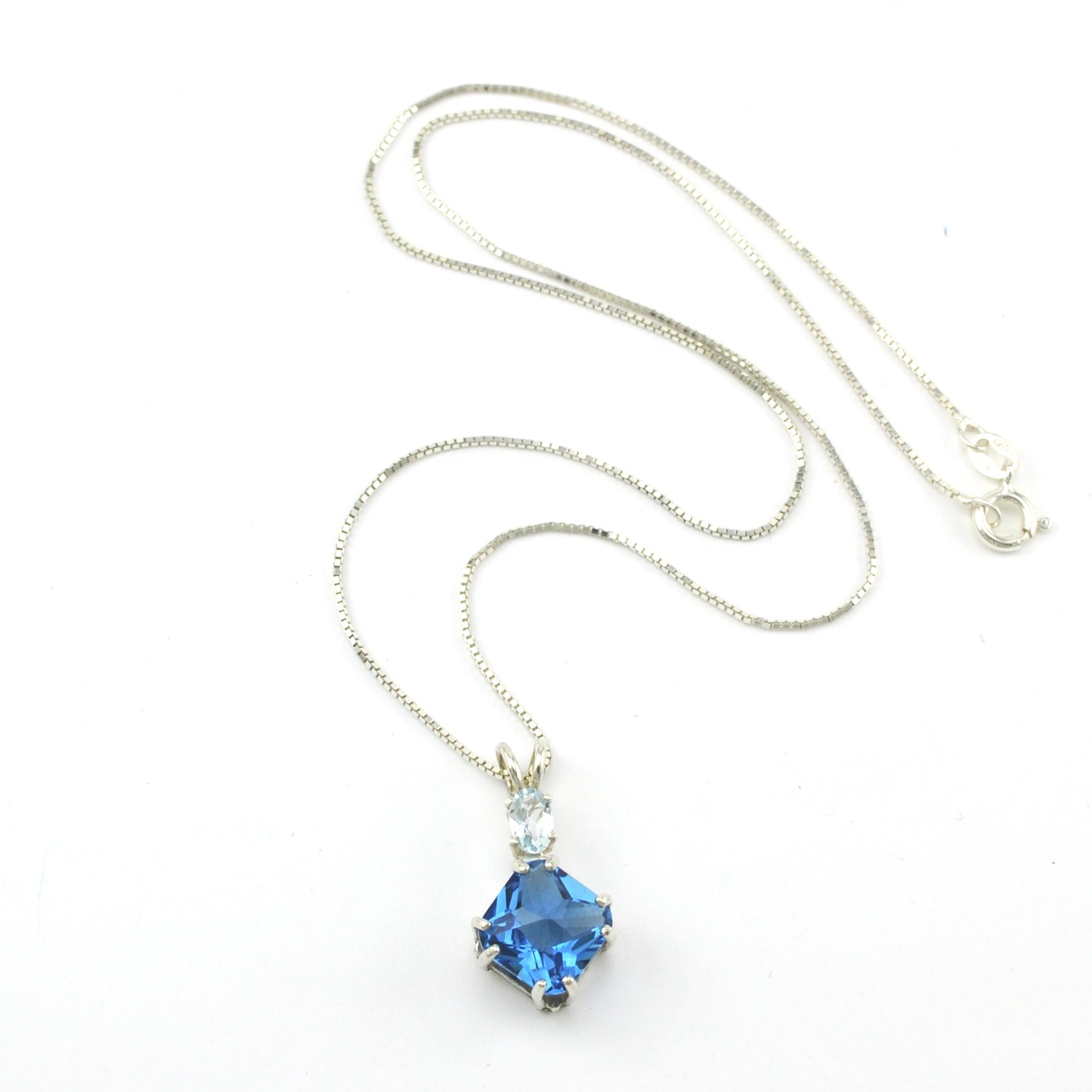 Tibetan Blue Obsidian with Aquamarine Necklace