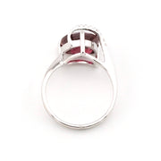 View from Side Silver Created Ruby 4.3ct Trillion CZ Ring