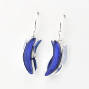 Side View Blue Resin Shell Wave Earrings