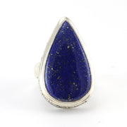 Alt View Sterling Silver Lapis Tear Bali Ring