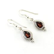 Sterling Silver Garnet 6x9mm Teardrop Dangle Earring