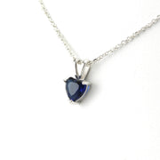 Side View Sterling Silver Sapphire CZ Heart Necklace