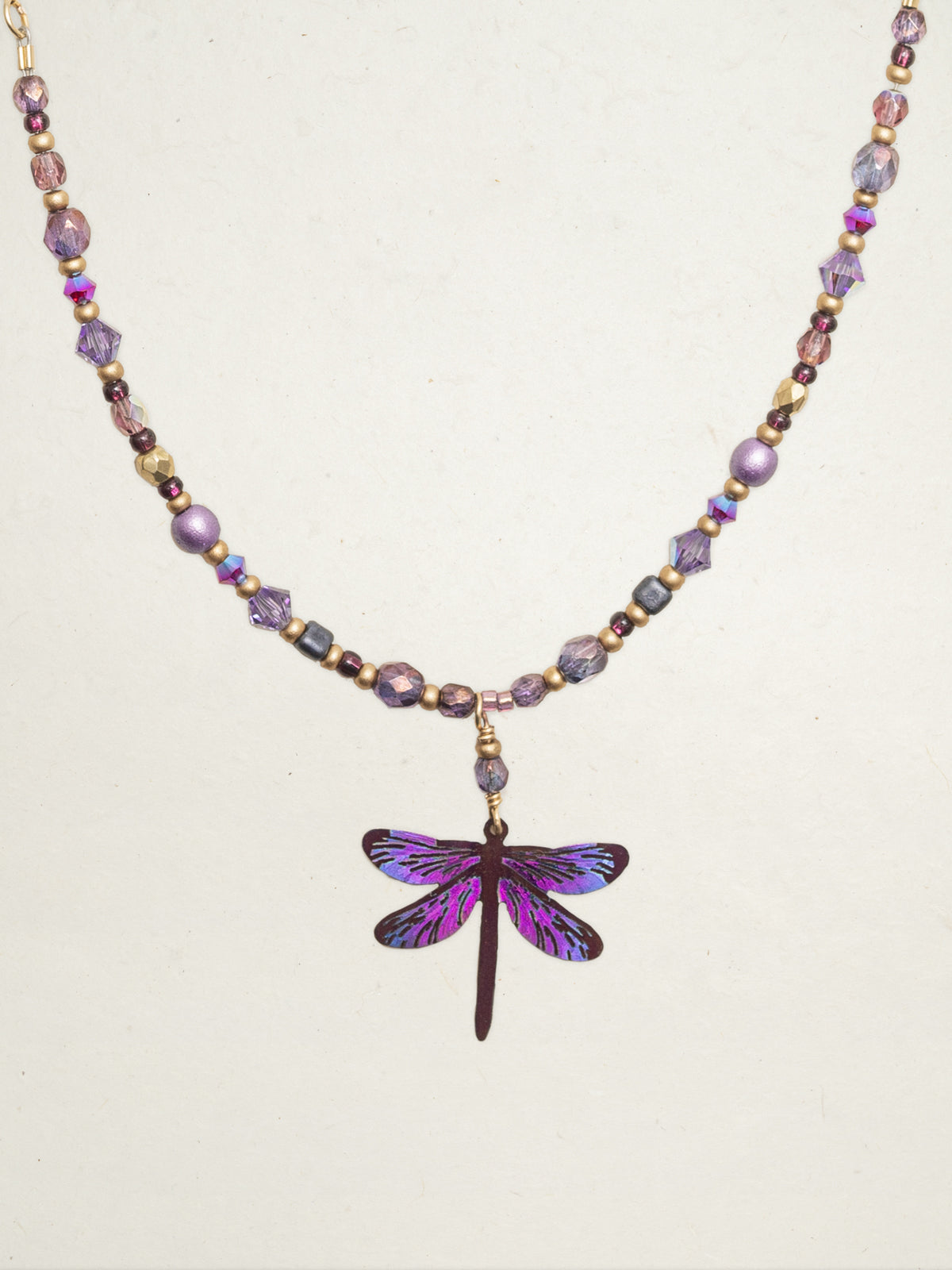 Violet Skies Dragonfly Dreams Beaded Necklace