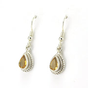 Side View Sterling Silver Citrine 5x7mm Teardrop Dangle Earring