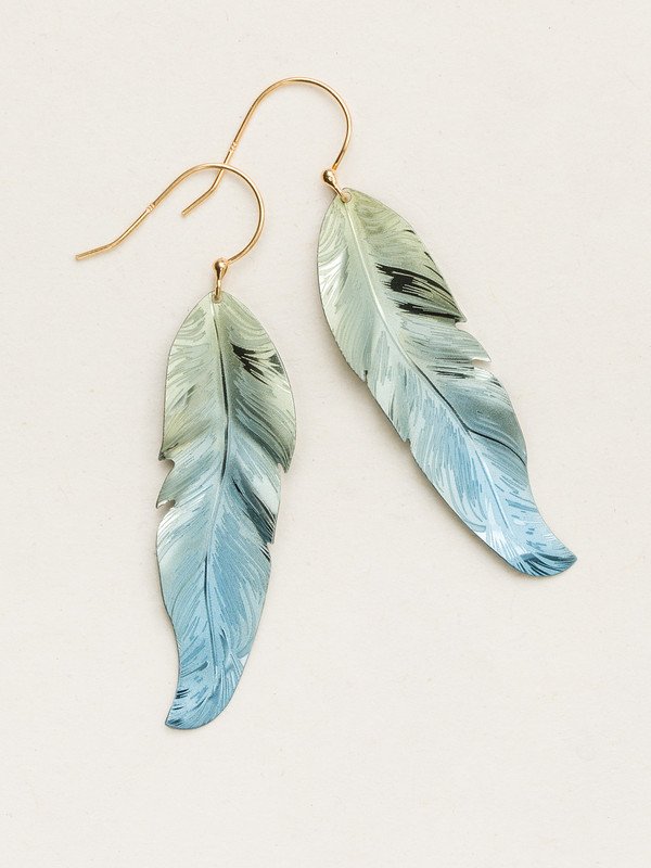 Sage Free Spirit Feather Earrings
