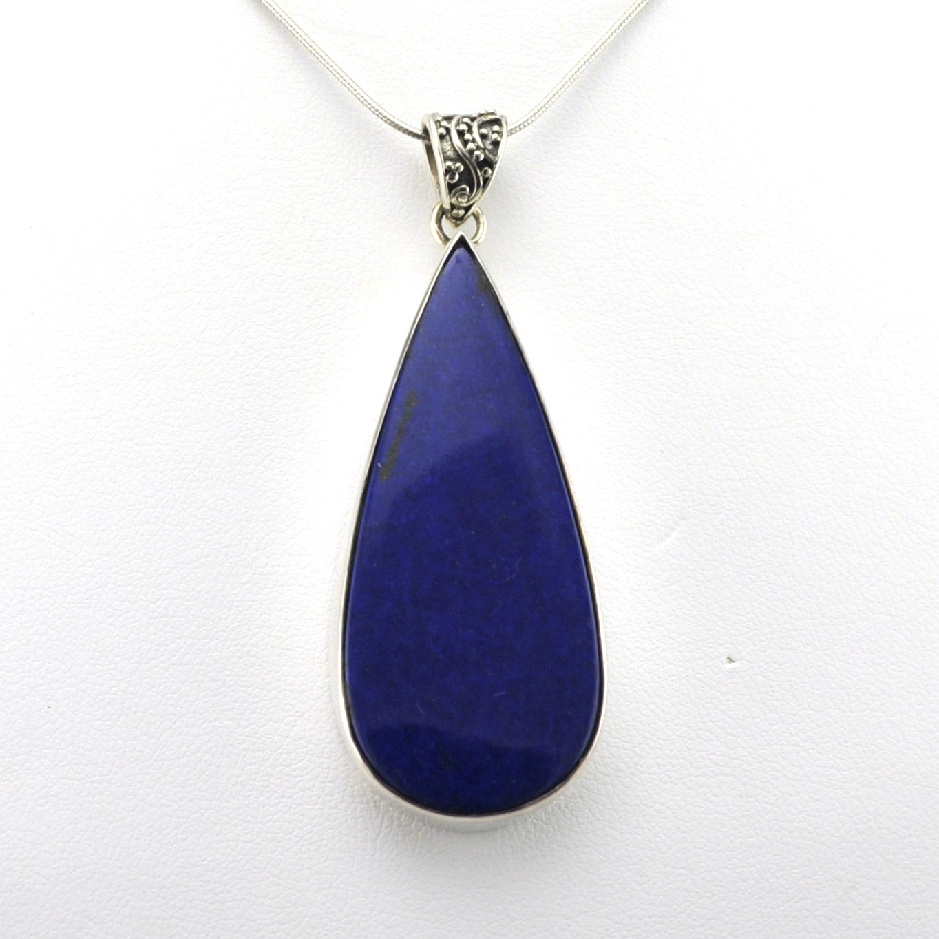 Alt View Sterling Silver Lapis 20x47mm Tear Pendant