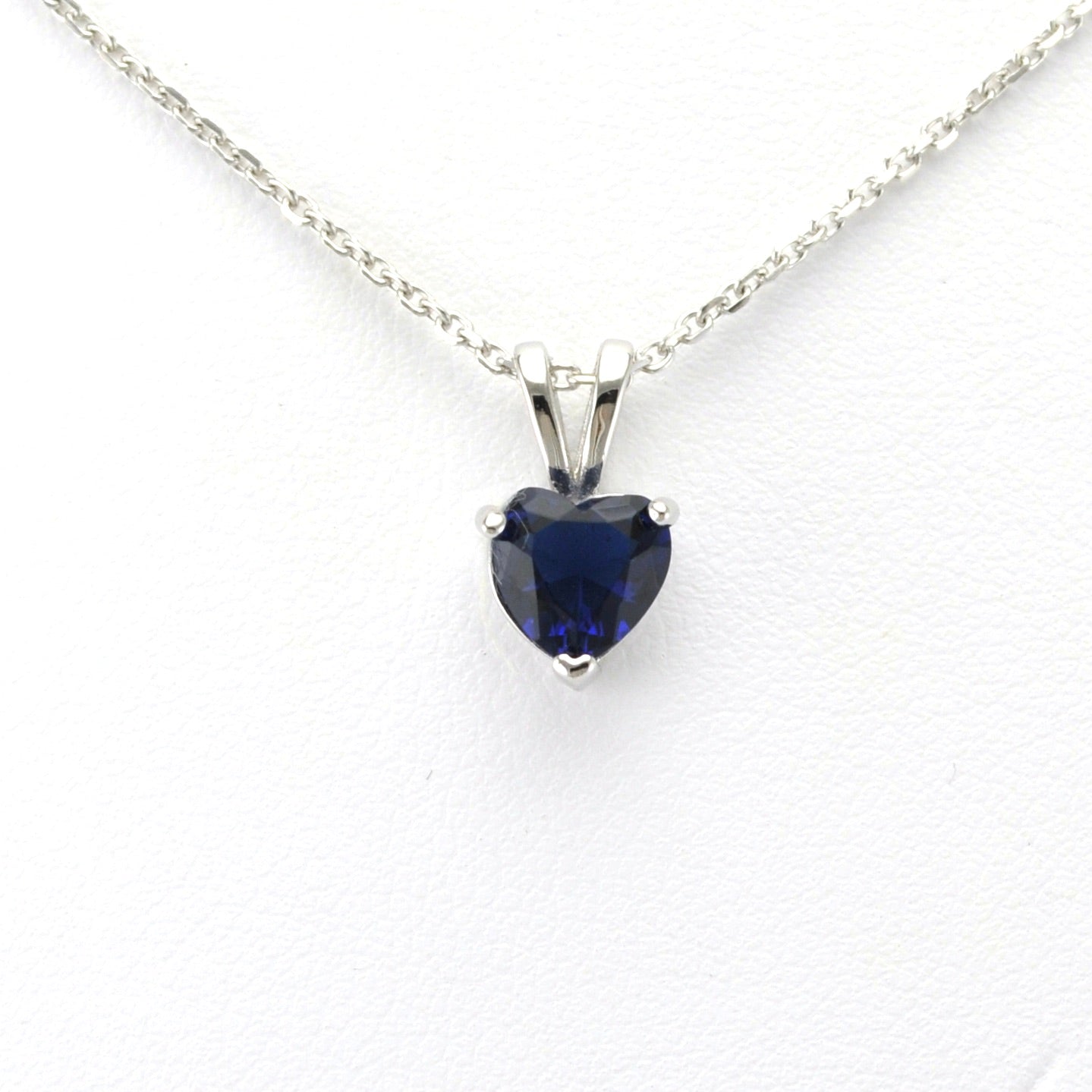 Alt View Sterling Silver Sapphire CZ Heart Necklace