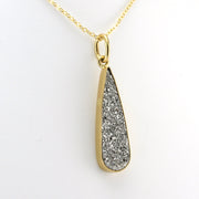 Side View Alchemía Platinum Druzy Agate Tear Pendant
