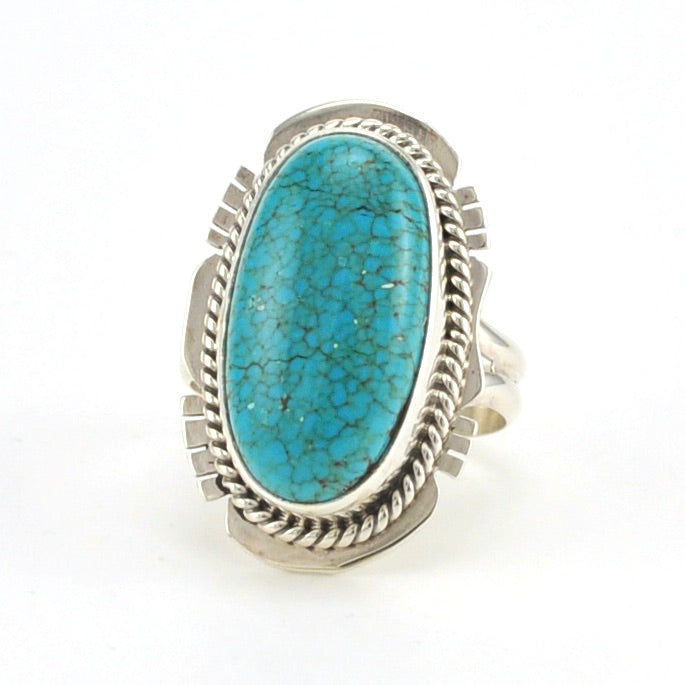 Sterling Silver Blue Diamond Turquoise Ring Size 7 by Lucy Jake