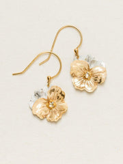 Champagne Garden Pansy Drop Earrings