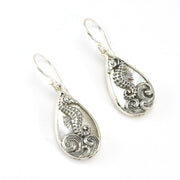Alt View Sterling Silver Mother of Pearl Tear Seahorse Earrings
