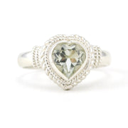 Sterling Silver Green Amethyst 7mm Heart Ring