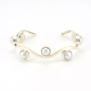 Sterling Silver Pearl Wave Cuff Bracelet