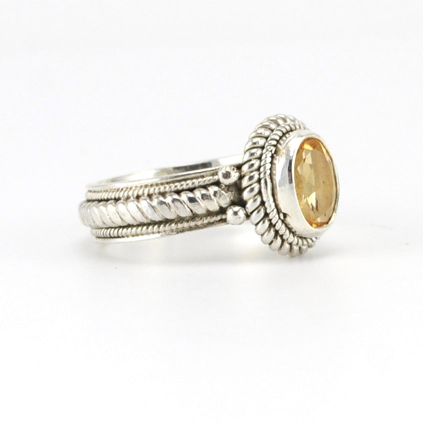 Alt View Sterling Silver Citrine 6x8mm Oval Ring