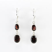 Alt View Sterling Silver Garnet 2 Oval Dangle Earrings