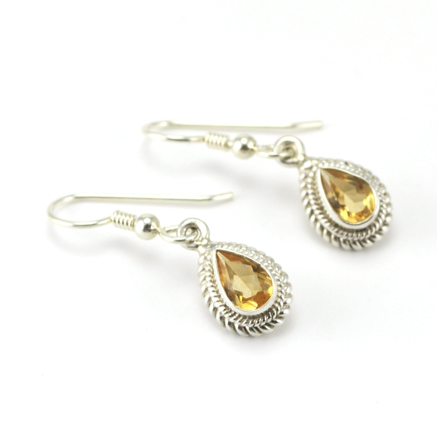 Sterling Silver Citrine 5x7mm Teardrop Dangle Earring