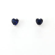 Alt View Sterling Silver Sapphire CZ Heart Post Earrings
