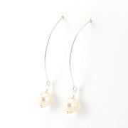 Alt View Sterling Silver White Pearl Long Drop Earrings