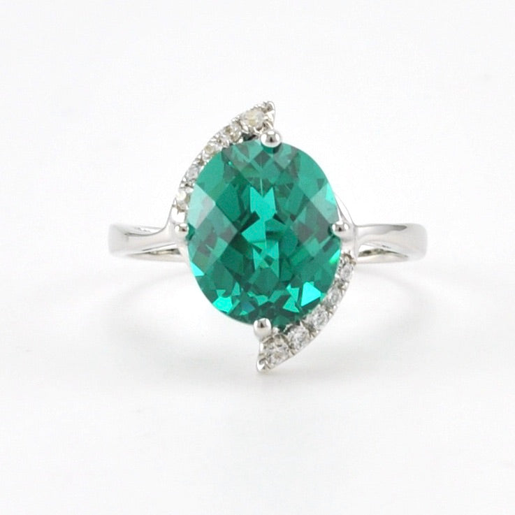 Sterling Silver Parieba Corundum 4.1 Oval CZ Ring