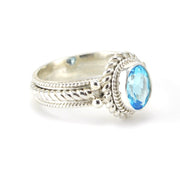 Side View Sterling Silver Topaz 6x8mm Oval Ring