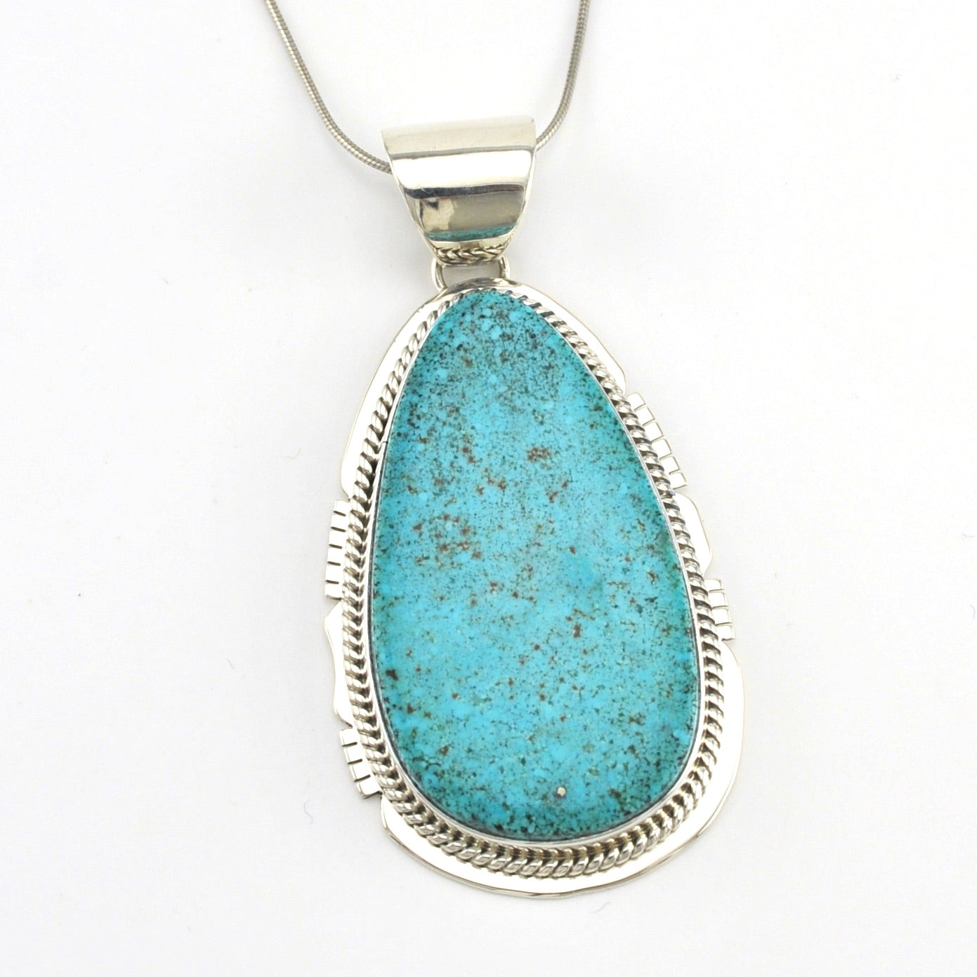 Sterling Silver Kingman Turquoise Pendant by Lucy Jake