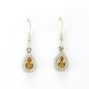 Alt View Sterling Silver Citrine 5x7mm Teardrop Dangle Earring
