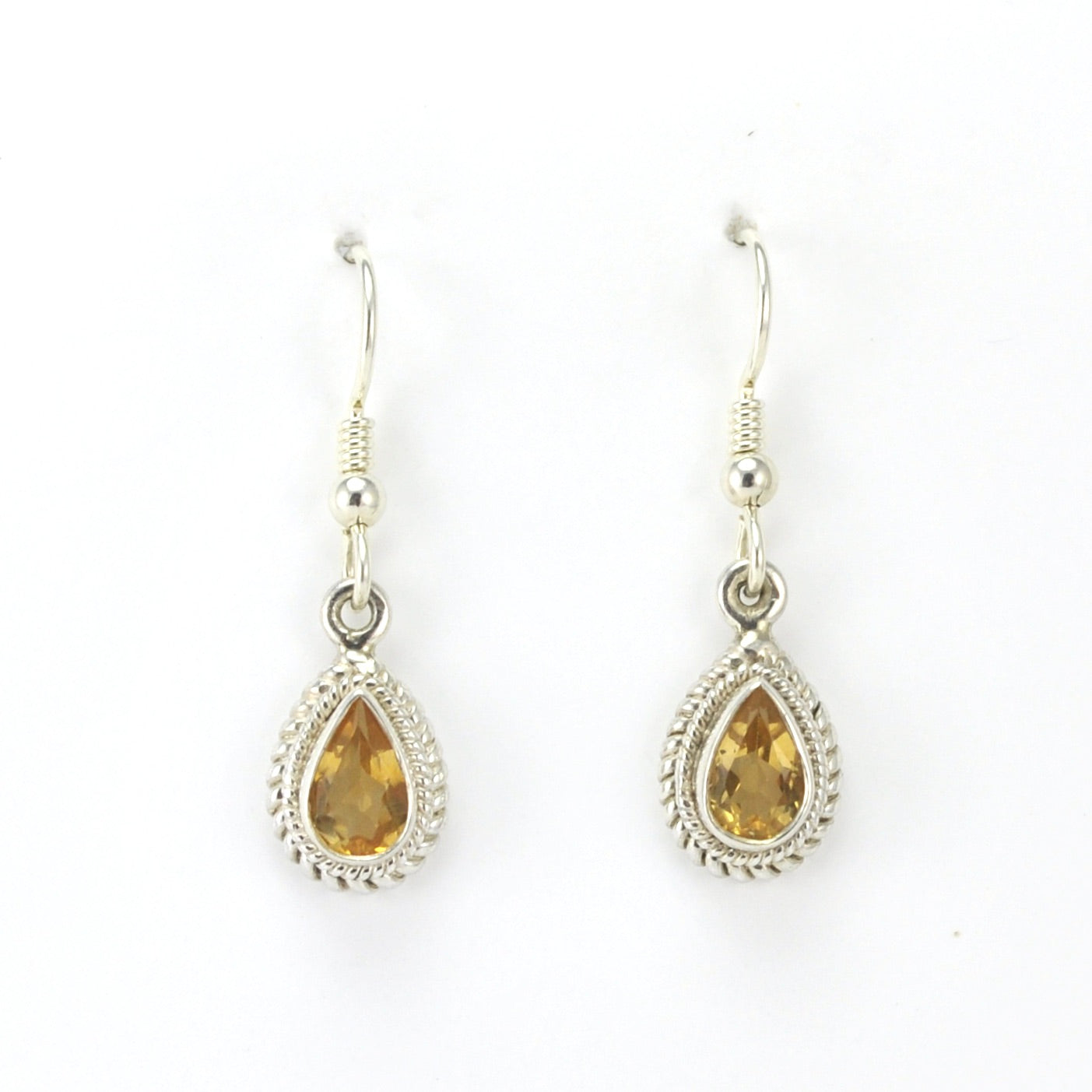 Alt View Sterling Silver Citrine 5x7mm Teardrop Dangle Earring