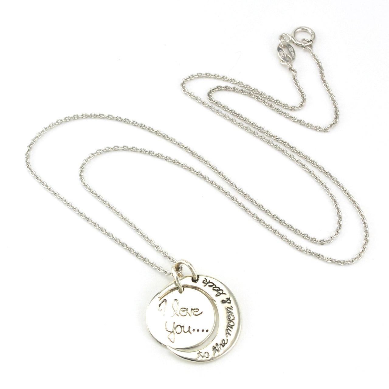 Sterling Silver I love you to the moon and back Necklace