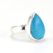 Side View Sterling Silver Arizona Turquoise 11x21mm Tear Ring