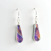 Alt View Sterling Silver Dichroic Glass Rainbow Purple Tear Dangle Earrings