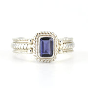 Sterling Silver Iolite 4x6mm Rectangle Rope