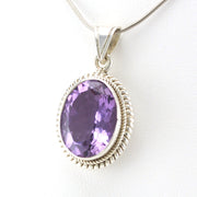 Sterling Silver Amethyst 12x16mm Oval Pendant