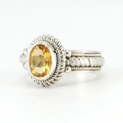 Side View Sterling Silver Citrine 6x8mm Oval Ring