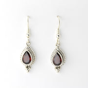 Alt View Sterling Silver Garnet 6x9mm Teardrop Dangle Earring