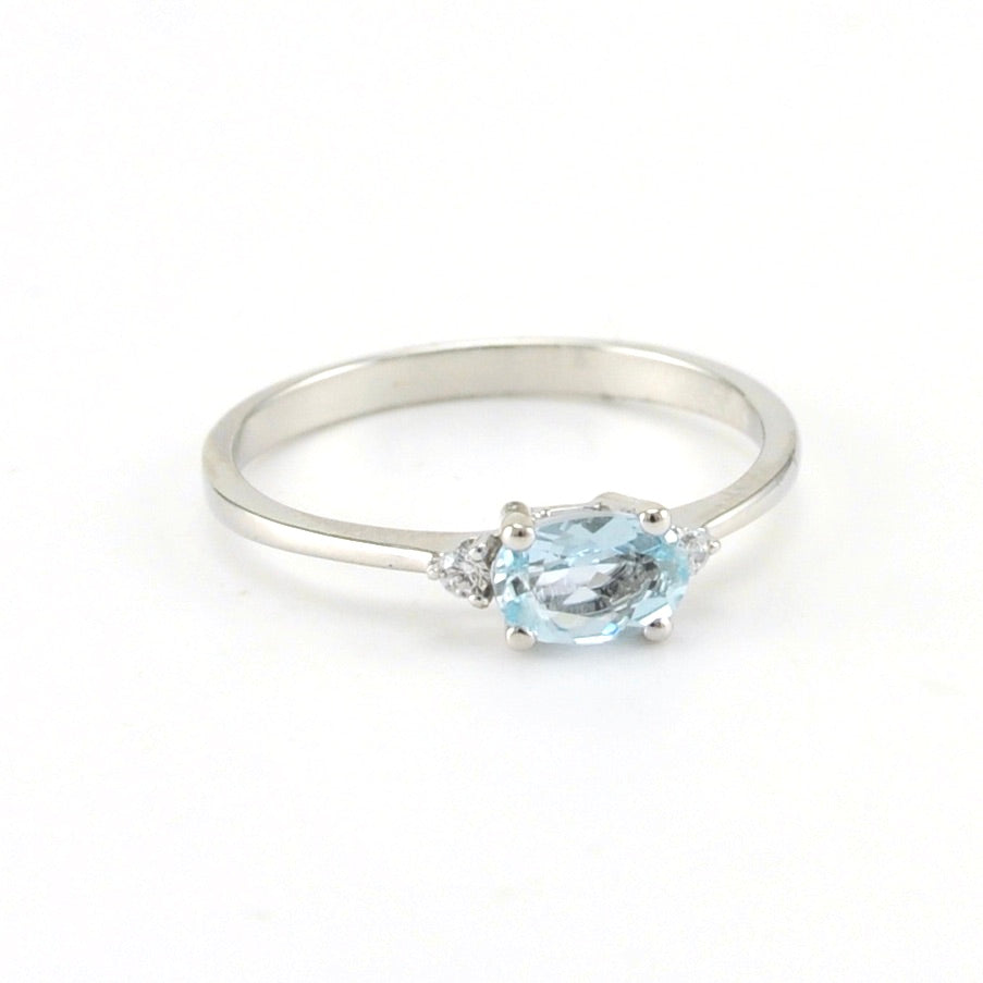 Sterling Silver Aquamarine .5ct Cubic Zirconia Ring