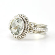 Sterling Silver Green Amethyst 6x8mm Oval Ring