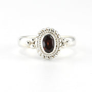 Sterling Silver Garnet 4x6mm Oval Ring