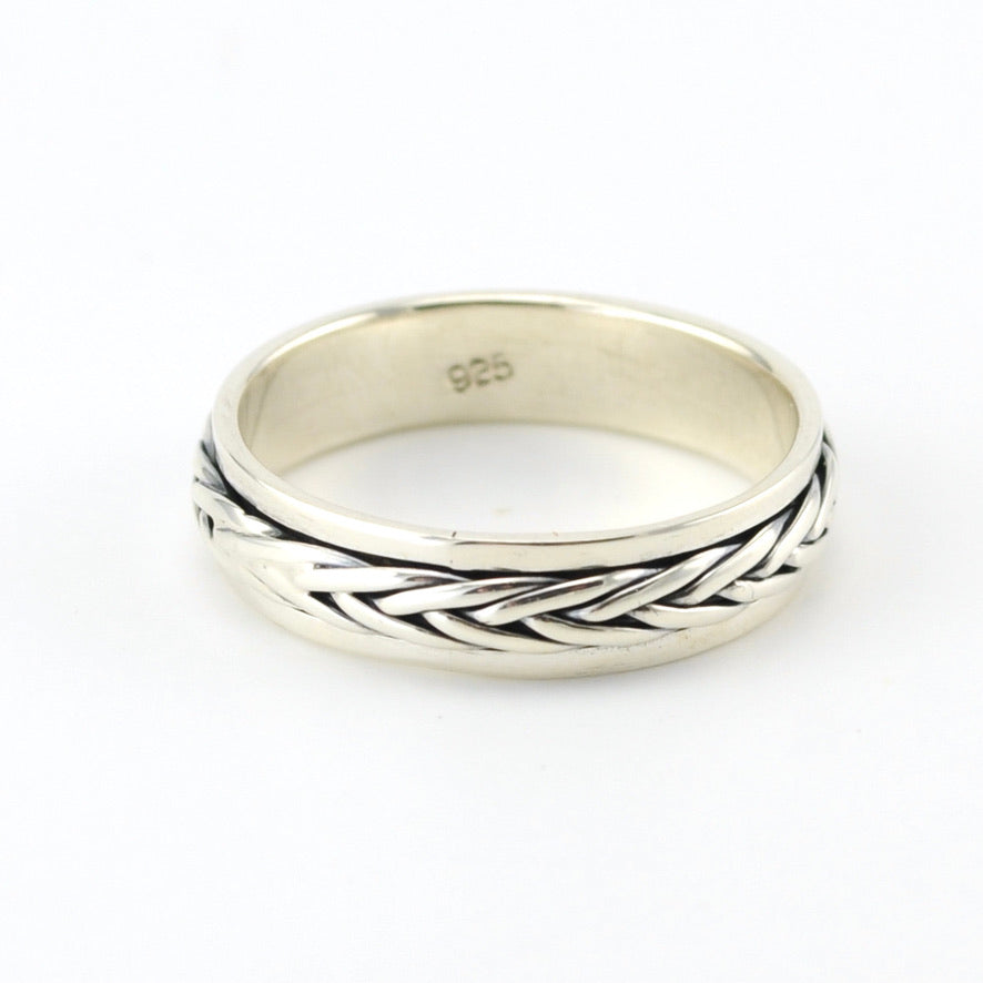 Sterling Silver Braided Spin Band Size 12