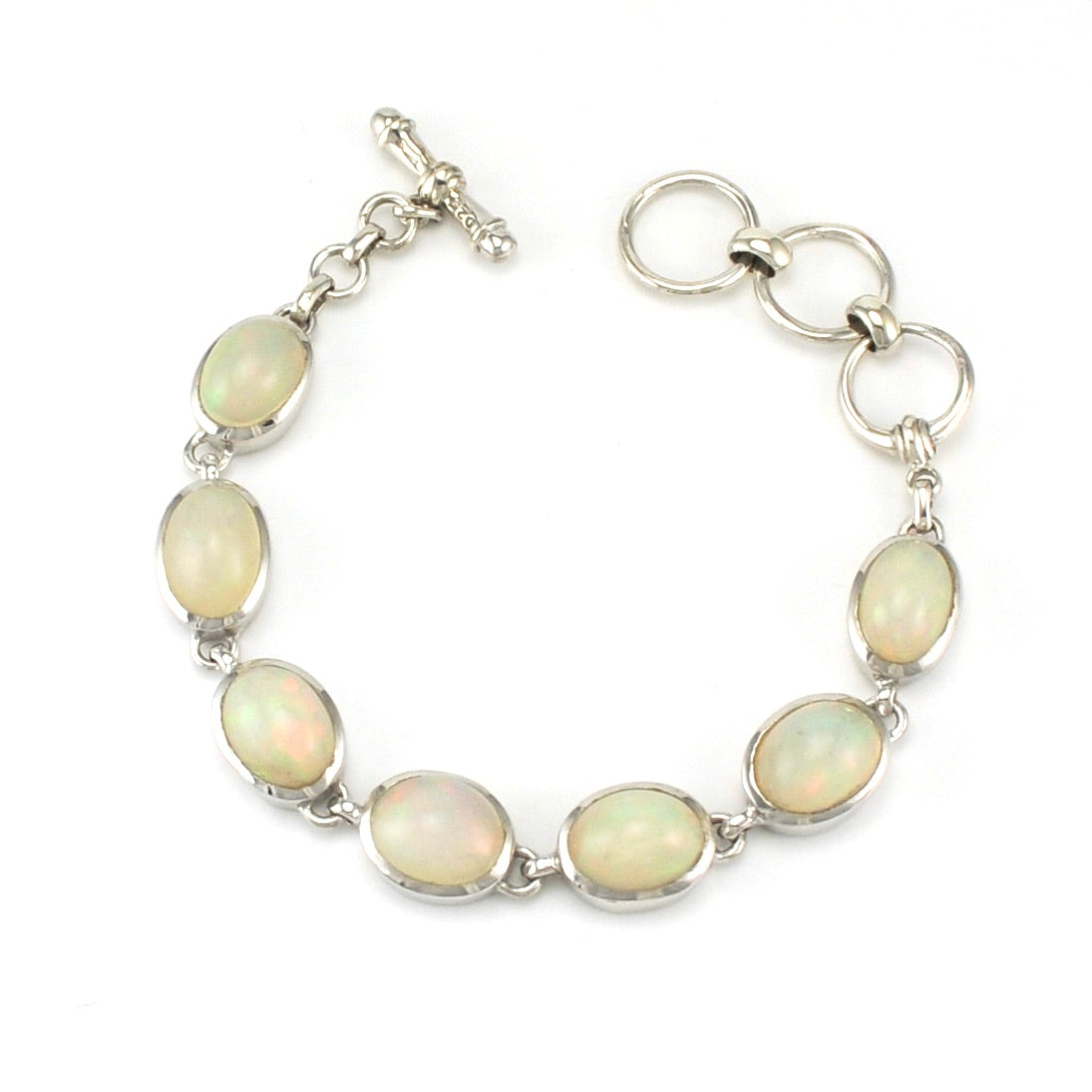 Sterling Silver Ethiopian Opal Toggle Bracelet