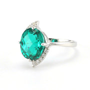 Side View Sterling Silver Parieba Corundum 4.1 Oval CZ Ring