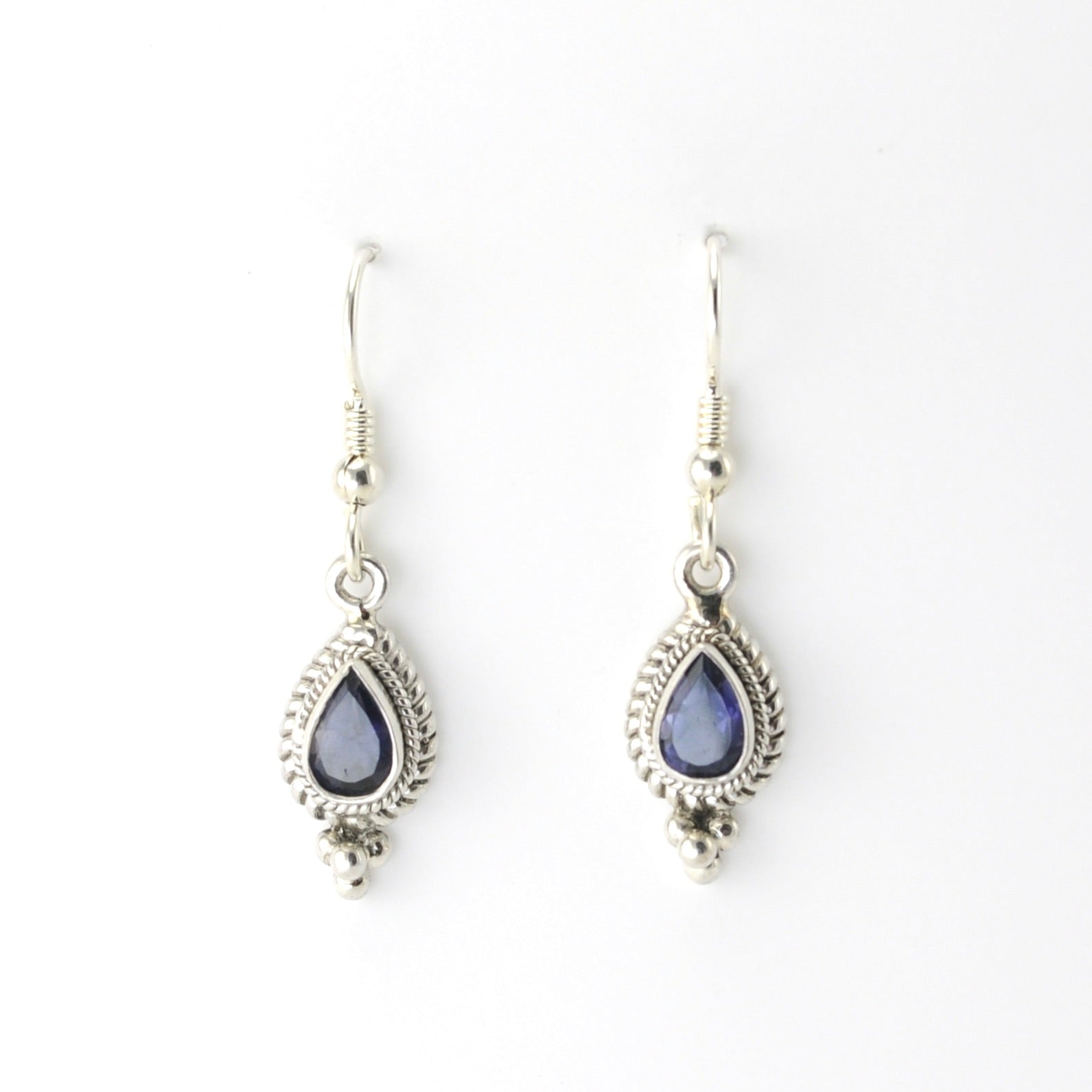 Alt View Sterling Silver Iolite 5x7mm Teardrop Dangle Earrings