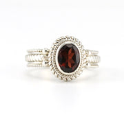 Alt View Sterling Silver Garnet 6x8mm Oval Ring