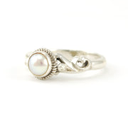 Side View Sterling Silver Pearl 5mm Ring